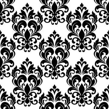 Damask style seamless floral pattern with arabesque elements Illustrazione stock