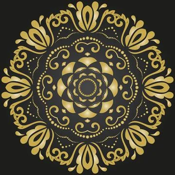 Damask Vector Background With Arabesques in Oriental Style Stock Illustration