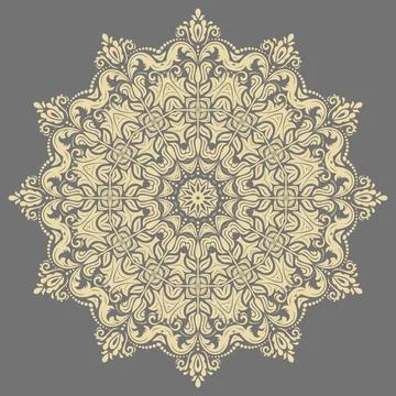 Damask Vector Background With Arabesques in Oriental Style Stock Illustration