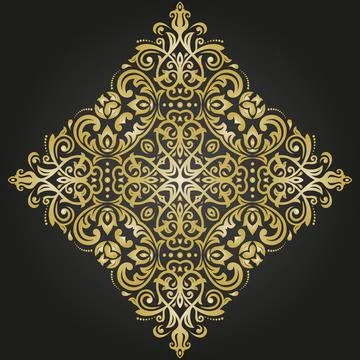Damask Vector Background With Arabesques in Oriental Style Stock Illustration