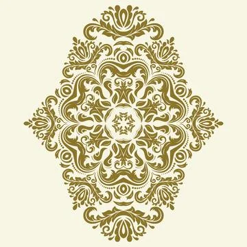 Damask Vector Background With Arabesques in Oriental Style Stock Illustration