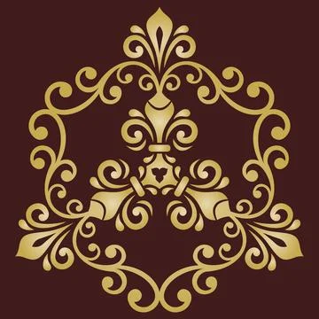 Damask Vector Background With Arabesques in Oriental Style Stock Illustration