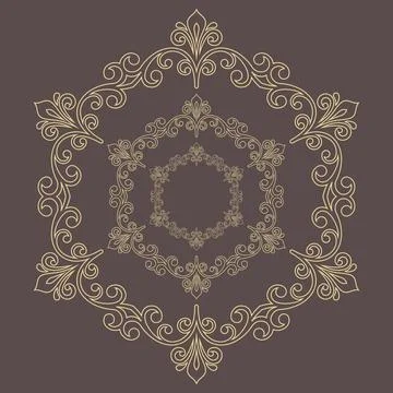 Damask Vector Background With Arabesques in Oriental Style Stock Illustration