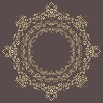 Damask Vector Background With Arabesques in Oriental Style Stock Illustration