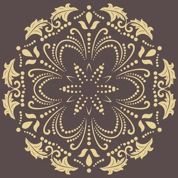 Damask Vector Background With Arabesques in Oriental Style 스톡 일러스트