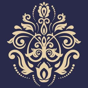 Damask Vector Background With Arabesques in Oriental Style Stock Illustration