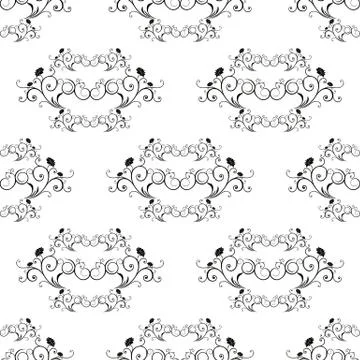 Damask vector classic black and white pattern. Seamless abstract background w Stock Illustration
