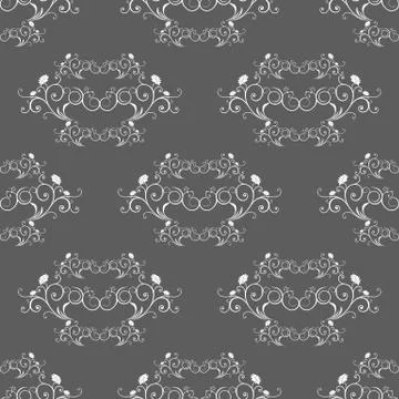 Damask vector classic black and white pattern. Seamless abstract background w Stock Illustration