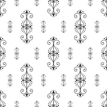 Damask vector floral light pattern with arabesque and oriental black elements イラスト素材