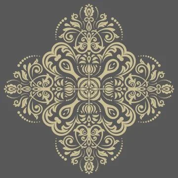 Damask Vector Pattern. Orient Golden Background Stock Illustration