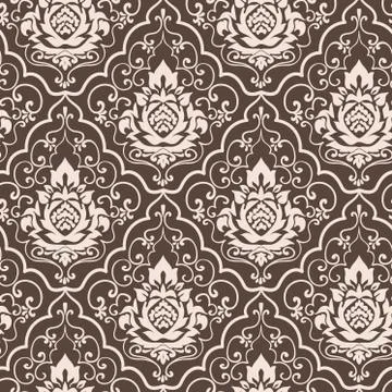 Damask vector pattern simple seamless flower elegant Stock Illustration