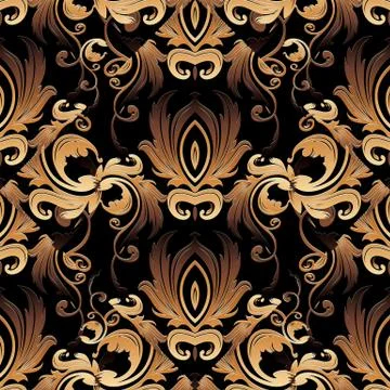 Damask vector seamless pattern. Antique baroque background wallpaper 스톡 일러스트
