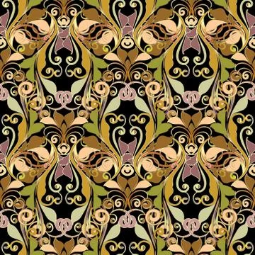 Damask vector seamless pattern. Floral abstract background wallpaper Stock Illustration