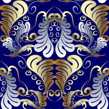 Damask vector seamless pattern. Illustrazione stock