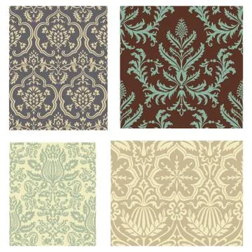 Damask Wallpaper Pattern Set Stock Illustration