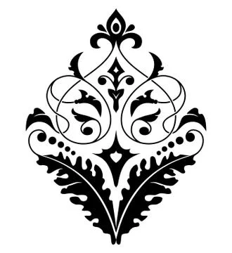 Damask white and black pattern. Stock Illustration