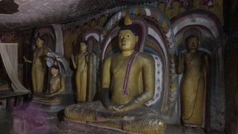 Dambulla, Sri Lanka, November 25, 2019, Dambulla Cave Temple, Buddha Statue Part Video stock 132829862