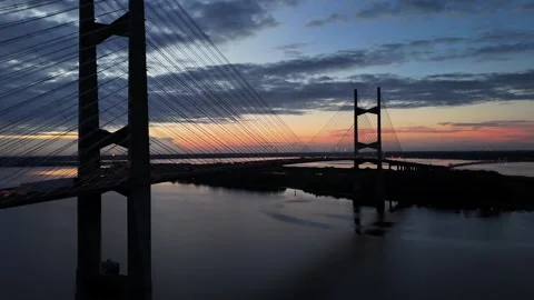 Dames Point Bridge over the St. Johns River at Sunrise Jacksonville 05 Stock Footage 288476522