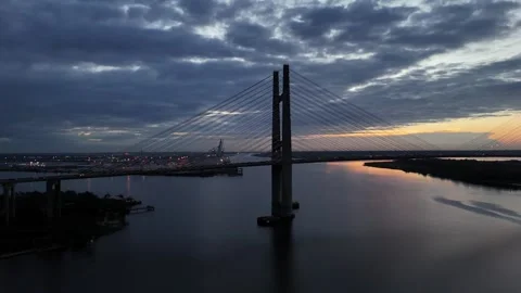 Dames Point Bridge over the St. Johns River at Sunrise Jacksonville 08 Stock Footage 288476551