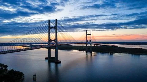 Dames Point Bridge over the St. Johns River at Sunrise Jacksonville 14 Fotos de archivo