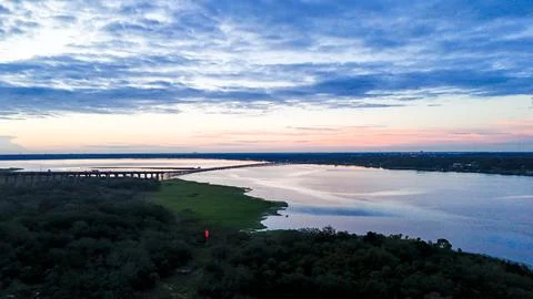 Dames Point Bridge over the St. Johns River at Sunrise Jacksonville 13 Fotos de archivo