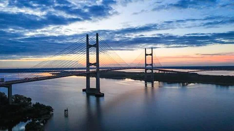 Dames Point Bridge over the St. Johns River at Sunrise Jacksonville 12 Fotos de archivo