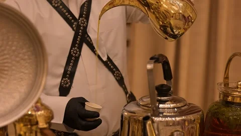 DAMMAM, SAUDI ARABIA - NOVEMBER 14, 2025: Traditional Saudi hospitality Stock Footage 321311253