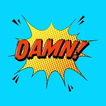DAMN retro comic speech bubble in trendy retro style. Onomatopoeic expression 스톡 일러스트
