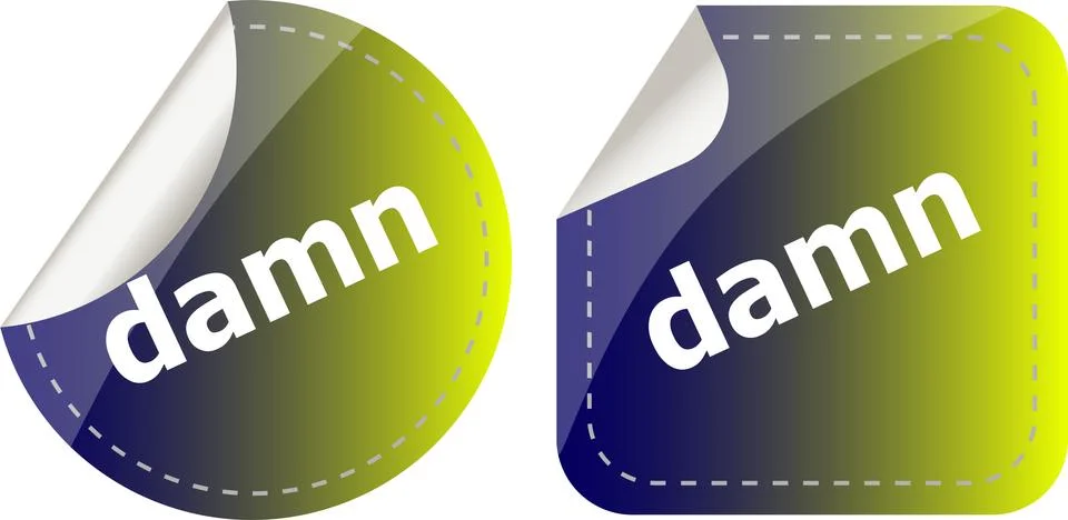 Damn word on stickers web button set, label, icon Stock Illustration