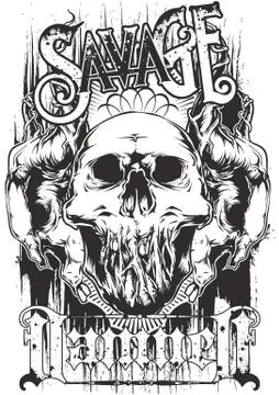 Damned savage ilustration Stock Illustration