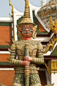 Dämon as guard (dschaks) in the grand palace in bangkok Stock Photos