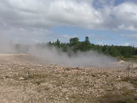 Damp from crater in earth surface. Stock Footage 18008128
