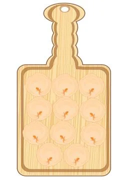 Damp meat dumplings on kitchen board.Vector illustration Stock Illustration