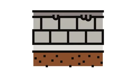 Damp proof course building house color icon animation Stock Footage 326100453