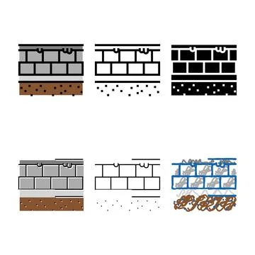 Damp proof styleset course building house color icon vector Stockillustratie