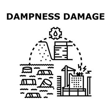 Dampness causing home building issues and property water damage Stock Illustration