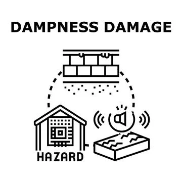 Dampness damage hazard in building construction process Stock Illustration