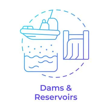 Dams and reservoirs blue gradient concept icon Stock Illustration