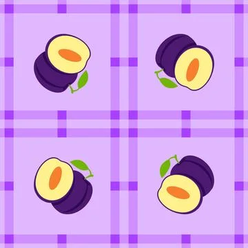 Damson fruit seamless for pattern fabric, simple damson fruit cute repeat i.. Stock Illustration