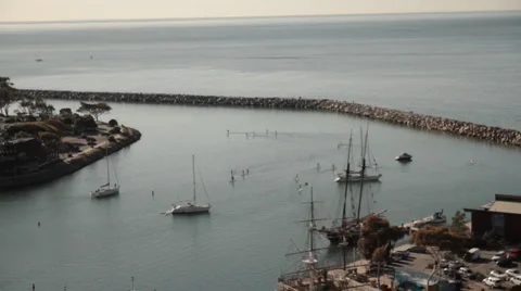 Dana Point harbor-wide-SUP 6075 Stock Footage 1182136