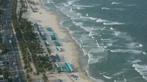 Danag Beach overview from beach tower. Video stock 107759489