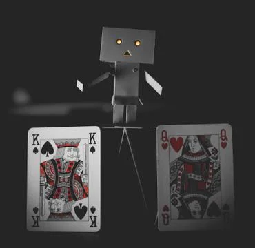 Danbo playing with cards Stock Photos