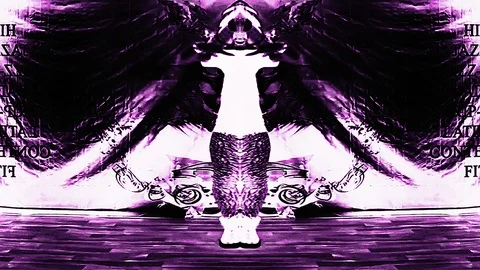 Dance In Abstract Performance In Violet Tones On The Front Viewing Stock Footage 90518758