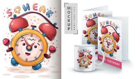 Dance alarm clock poster and merchandising. Stock Illustration