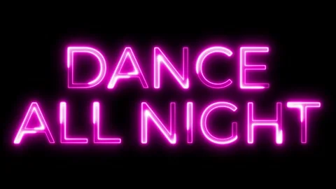 Dance All Night Neon Text Animation | Energetic Party Visual Stock Footage 320880176