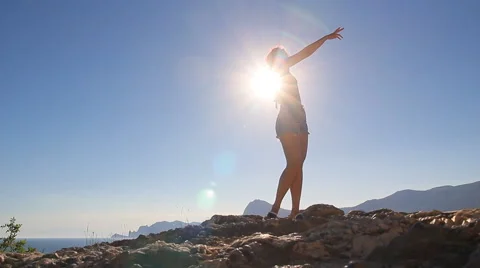 Dance on the Background of the Sun Stock Footage 65448344