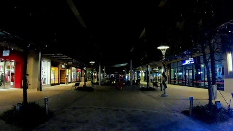 The dance of the beautiful tree lights at The Domain Outdoor Mall in Stock Footage 100016476