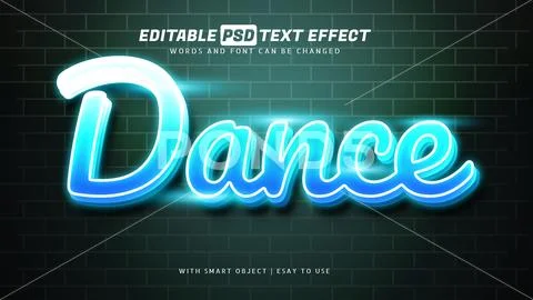 Dance blue glow 3d style text effect PSD 템플릿