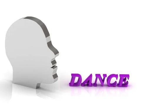 DANCE bright color letters and silver head mind on a white background Stock Illustration
