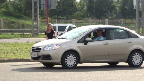 Dance Challenge - shooting Dance from a moving car Stock Footage 95687169